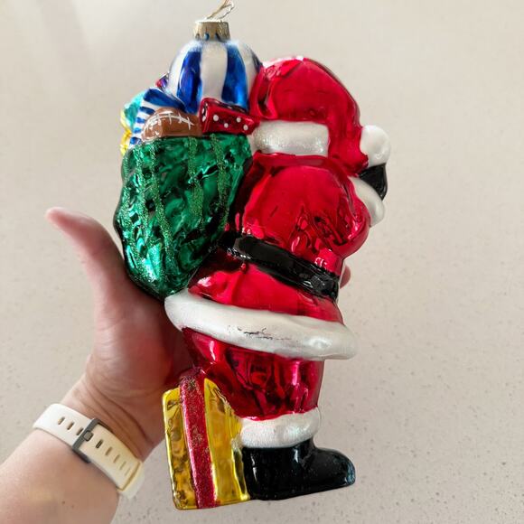 BK Blown Glass Christmas Ornament 1998 Santa with Sack of Gifts 9 inches tall - Picture 5 of 7